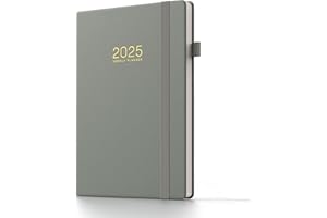 TDOLISSTE - Agenda Settimanale 2025 Diario Scuola A5 Planner Settimanale 12 Mesi da Gennaio 2025 a Dicembre 2025, Chiusura Elastica, Passante per Penna, Copertina Rigida (Grigio)