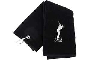 Always Looking Good Golf Towel for Dad Black Luxury Velour 50cm x 40cm Custom Embroidered Golf Towel with Carabiner Clip Gift- Golf Gifts for Dad