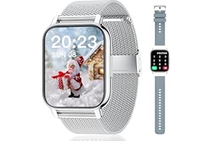 Popglory Montre Connectée Homme Femme avec Appel Bluetooth, 1,85'' Sport Smartwatch Moniteur de Fréquence Cardiaque/Tension Artérielle/SpO2/Podomètre/Sommeil, Montre Intelligente pour Android iOS