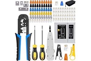 MAYLINE-TECH MAYLINE Pince à Sertir Outil de RJ45 Sertissage de Testeur de LAN Câble Ethernet Cat7 Cat6a Cat6 Cat5 RJ11 Réseau Professionnel d'Ordinateur pour Kit d'outils de Réseau d'Outils (bleu)
