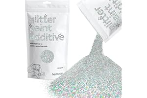Hemway argento olografico Glitter Vernice Additivo Ultra Fine/Fine Extra 1/128" 0,2 millimetri per emulsione a base di acqua - Interior & parete esterna, Legno, Matt, carta trattata 100g / 3,5 once