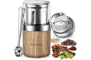 COOL KNIGHT Macina Caffe' Elettrico, Macinacaffè Elettrico Con Cucchiaino Per Caffè E 1 Tazza Di Macinatura In Acciaio Inossidabile. Capacità Di 100g, Adatto Per Spezie, Chicchi Di Caffè, Noci, Ecc.
