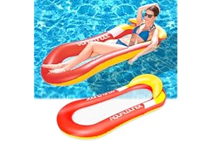Atuoxing Aufblasbare Wasserhängematte Schwimmbett, Luftmatratze Wasser Erwachsene und Kinder, Pool Hängematte mit Mesh, Loungesessel Pool Lounge Schwimmbad Strand Wasserspielzeug (Rot)