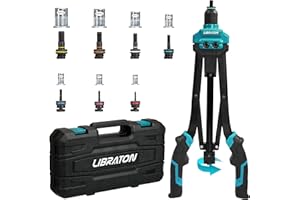 LIBRATON Pince a Insert Fileté, 16” Pince à Insert, Kit d'Écrou a Sertir avec 7 Mandrins Métriques Interchangeables, 70 Ecrous à Rivets, Étui de Transport, Conception d'Écrou à Libération Automatique