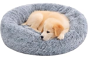 Pisi Bili Legowisko dla psa, legowisko dla kota, 60 cm, nadaje się do prania, puszyste, ortopedyczne legowiska dla dużych i małych psów, miejsce do spania dla kotów, donut, szare