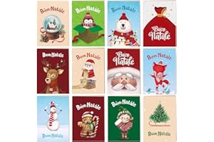 BETESSIN 12pz Mini Quaderni di Natale Bambini Mini Taccuino Buon Natale Regalo Natalizio Bambini Gadget Natalizi Babbo Natale Pupazzo di Neve Pensierino Natalizio Biglietti Auguri