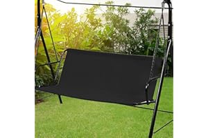 BAKENLON Toile de Rechange pour Balancelle, Tissu 600D Imperméable Housse de Siège de Jardin pour Balançoire de Jardin, Housse de Chaise de Jardin Couvre-siège Swing, 2 et 3 Places (Noir, 115x48x48cm)