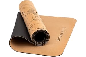 ‎SUPERLETIC SUPERLETIC Yogamatte & Gymnastikmatte - 0.8/1.0/1.5 cm Dicke,Sportmatte Rutschfest mit Tragegurt, Hautfreundliche Fitnessmatte & Trainingsmatte,Bequem für Muskelkraft, Pilates, schwarz oder grün Farbe