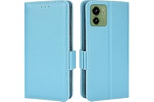 Topme Custodia in Pelle per Motorola Moto Edge 40 (6.55" Inches), [ Cover per Telefono Serie Modello Litchi Semplice] - Azzurro