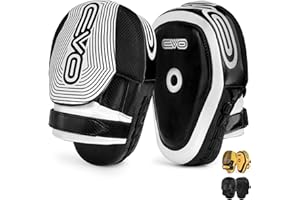 EVO Fitness Curved Boxing MMA Focus Pads Hook and Jab Mitts Set Muay Thai Kickboxing Martial Arts Hand Target Training Sparring Pads UFC PRO