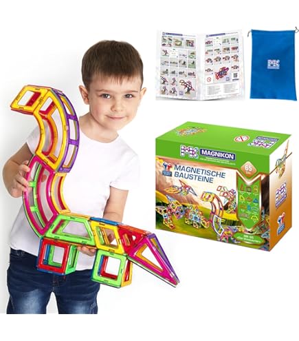 MAGNIKON Lot De 8 Blocs De Construction Magnétiques Triangulaires MK-8 - 8 Pièces - Taille Standard - Aimants Pour Enfants - Jouet De Construction Magnétique - À Partir De 3 Ans