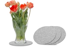 FILU Filzuntersetzer rund 20cm 4er Pack (Farbe wählbar) hellgrau - Untersetzer aus Filz für Tisch und Bar als Glasuntersetzer/Getränkeuntersetzer für Glas und Gläser grau