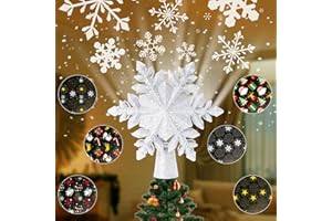 ACEMALL Navidad Decoración Proyector de Copa de árbol de Navidad, luz de Copa de árbol, decoración de árbol de Navidad 3D con 6 Patrones de Estrellas de Navidad giratorias, Año Nuevo