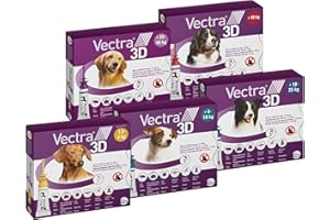 VECTRA Pesticide 3D pour chiens, 3 pipettes anti-puces, tiques et moustiques pour chien 4/10 kg protège contre les puces, tiques, phlébotomes et mouches