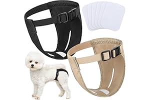 XUNIEA 2er Packung Hündinnen Läufigkeitshose Waschbare Schutzhöschen Wiederverwendbare Hundewindeln Hundehose mit 6 Damenbinde Verstellbare Schutzhose für Weibchen Hunde Läufigkeit (M)