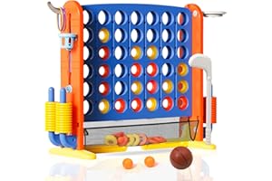 LZDMY Giant Connect 4, Family Games for Kids and Adults, Outdoor/Indoor Giant Garden Games with Basketball Hoop, Ring Toss, 42 Jumbo Rings, Golf Game, Giant 4 in A Row Game Set