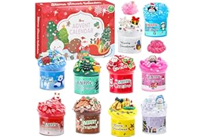 PATEMZON Calendario dell'Avvento Slime, Slime fluffy Kit-24 Giorni di Calendario Natalizio a Sorpresa, Calendario Natalizio Slime, Fai da Te, Natale Sorprese Regalo, Regalo Bambina 3+ anni (Natale)
