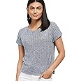 Max Women Textured Round Neck Regular Fit T-Shirt