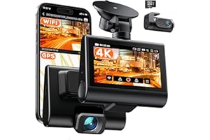 iZEEKER 4K Dashcam, WiFi GPS Cámara de Coche Frontal y Trasera, 4K+1080P Doble Dash CAM Coche con Tarjeta SD de 32GB, Pantalla Táctil IPS de 3'', Control App, Visión Nocturna, WDR, 170° Gran Angular