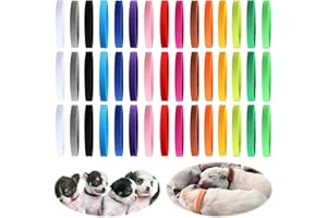 PSYQTSUARY 45 Stück Neugeborene Haustierhalsbänder, Welpen-Identifikationshalsbänder, Doppelseitige Einstellbare Weiche Welpen Kitten Halsbänder, 3 Größen, 15 Farben