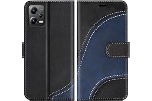 BoxTii Funda para Xiaomi Redmi Note 12 5G / Xiaomi Poco X5 5G, Funda de PU Cuero para Xiaomi Redmi Note 12 5G / Xiaomi Poco X5 5G, Magnético Carcasa Libro con Ranuras para Tarjetas, Negro
