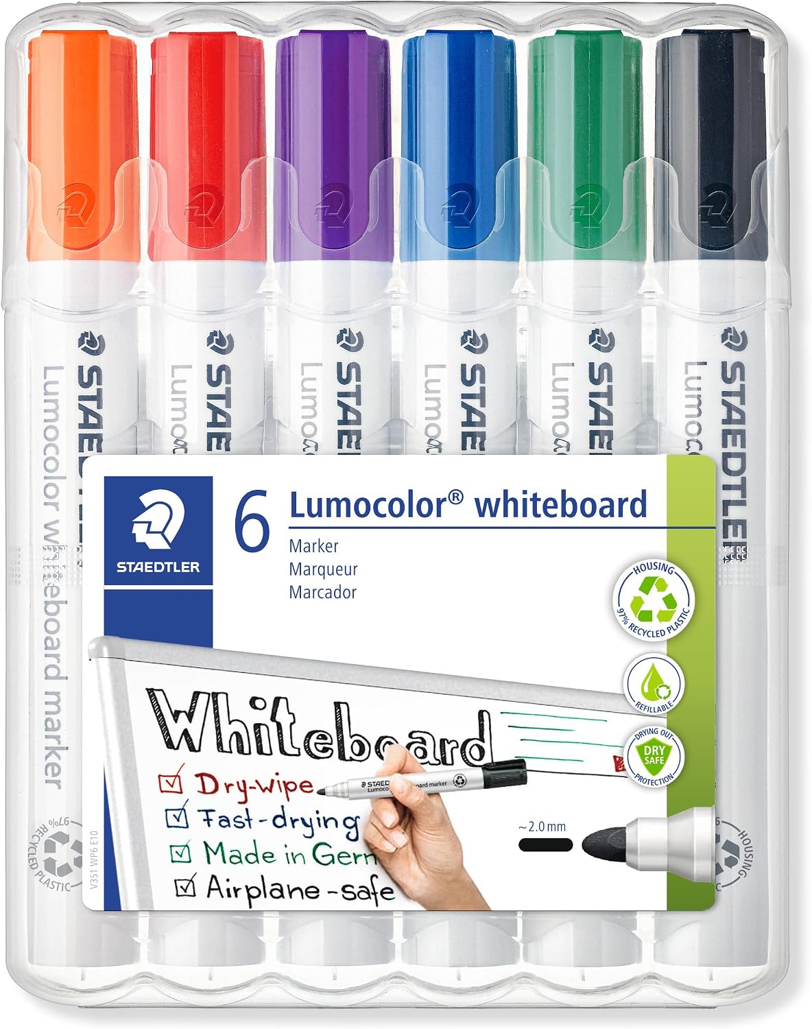 Qualité de Fabrication & Durabilité : STAEDTLER 351 WP6 Lumocolor Whiteboard Marker