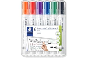 STAEDTLER 351 WP6 Lumocolor Whiteboard Marker Bullet Tip - Assorted Colours (Pack of 6)