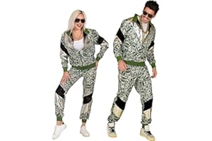 W WIDMANN MILANO Party Fashion – kostium dres, banknoty, euro, dolar, kasyno, strój z lat 80., dres do biegania na karnawał i imprezę
