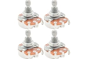 MUSICLILY Alpha Full A500K Métrico Potenciómetros Audio Taper Split Shaft Potentiometers para Guitarra Eléctrica o Bajo (4 Piezas)