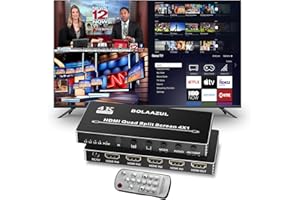 BolAAzuL Commutateur Multiviewer HDMI 4x1 4K 30Hz 1080P 60Hz Multiprise HDMI 4K 4X1 Quad Multi Viewer 5 Modes de Visualisation Répartiteur HD MI Prise en Charge EDID pour PS4 DVD Caméra PC TV