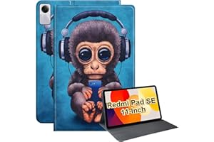 ESSTORE Funda Compatible con Xiaomi Redmi Pad SE de 11 Pulgadas 2023 con Soporte Multiángulo Suave TPU Prueba de Golpes con Apagado y Encendido Automático, Monos