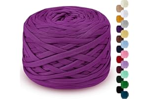 LEREATI 285g T Shirt Yarn for Crocheting 100m Elastic Ribbon Yarn Thick Crochet Fabric Yarn, Knitting T-Shirt Yarn for Crochet Bag, Blanket, Basket, DIY Projects, Home Decor (Rose Purple)