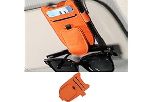 Yatrosynth Porta Occhiali Auto, Organizzatore Visiera Parasole in Pelle PU Multifunzionale, Supporto Magnetico per Occhiali da Visiera, per Occhiali da Sole, Carte di Credito - Colore Arancione