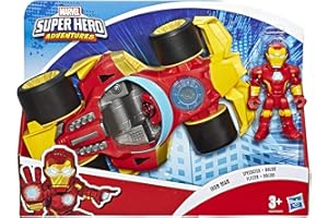 Playskool Heroes Marvel Super Hero Adventures Iron Man Speedster, 5 Inch Figure and Vehicle Set, Collectible Toys for Kids Ages 3 and Up