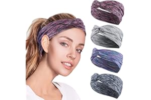 GoHZQ Sports Headband for Women, Running Yoga Workout Headband Elastic Cotton Fabric Lightweight Non-slip Wicking Sweatband