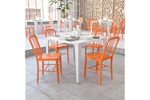 Flash Furniture Indoor and Outdoor Chair, Alloy Steel Plastic, Orange, 50.8 x 39.37 x 84.46 cm