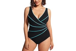 DELIMIRA Femme Maillot de Bain 1 Pièce Gainant pour Poitrine Grande Taille