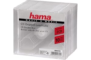 Hama Dual CD/DVD Jewel Double Case | 10 Pieces Per Pack | 2 Discs Capacity Per Case | Clear