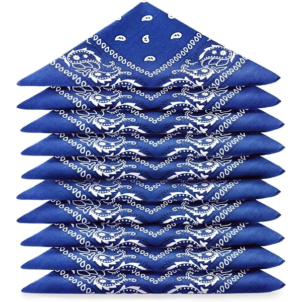 QUMAO Bandanas Paisley Multicolore 100% Coton Bandana Cheveux Bandeau Bandannas Foulard Fichu Mouchoir Echarpe Cadeau Homme Femme Noël (55cm*55cm) (Noir Blanc Rouge Bleu
