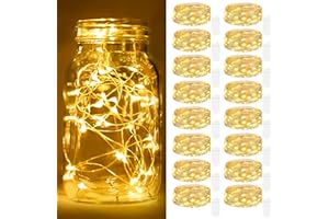 ‎KOLPOP 【16 Stück】 LED Mini Lichterkette mit Batterie, 2M 20 LED Led Lichterkette mit Batteriebetrieben, Lichterkette Innen, DIY Lichterkette Klein Wasserdicht für Party Hochzeit Weihnachtsdeko (Warmweiß)