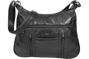 HOUSE OF LEATHER Real Leather Large Size Shoulder Bag Organiser Cross Body Handbag HOL0991 Black