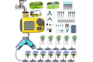 ‎TRJZWA TRJZWA Irrigation Computer Irrigation System Programmable Drip Hose Irrigation, Automatic Timed Irrigation Kit IP55 Waterproof Digital Irrigation Timer System with LCD Display