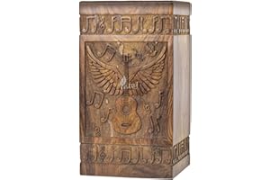INTAJ Rosewood Urn for Ashes - Guitar Wings Wooden Urn for Human Ashes Hand-Crafted - Wooden Urn Box for Dogs Cats Ashes Handmade (Rosewood, Large - 11.25Hx6.25W (250 Cu/in))