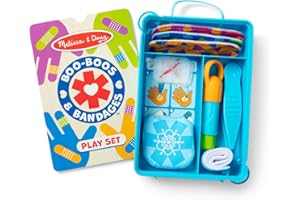 MELISSA & DOUG - Set de Juego Botiquín de Primeros Auxilios de Juguete, 15 Piezas con 6 Heridas Mágicas Reutilizables - 6074904 - Juguetes Niños 3 años + - Regalo Niño 3 años + - Certificados FSC