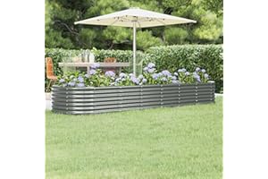 Susany Garden Planter Metal Raised Bed Garden Outdoor Balcony Planter Raised Garden Bed Powder-coated Steel 296x80x36 cm Grey