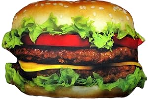 Splat Planet CheeseBurger Peluche Cuscino 3D, Gigante Realistico Peluche Peluche Bambini Divertenti, Decorativo Unico Cuscino da Pavimento, Cuscini di Seduta a Tema Animali per Sedie da Camera