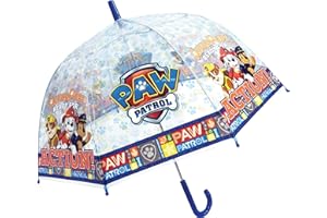 Chanos Chanos Paw Patrol Manual Dome Shape Poe Transparent Folding Umbrella, 48 cm, Blue and White Regenschirm, Weiß (Blue White)