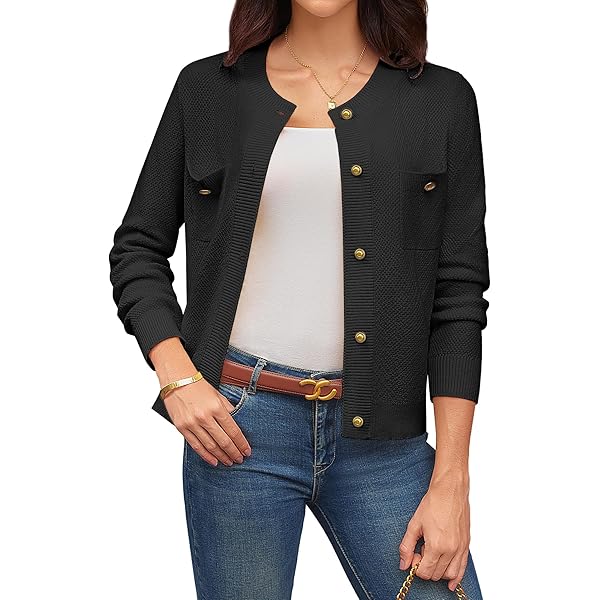 GRACE KARIN Damesvest met lange mouwen, V-hals, cardigan, elegante herfst