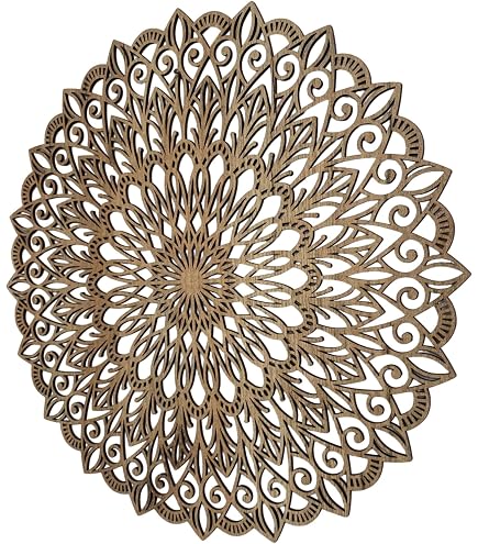 Art Mural Bois Fleur De Vie Mandala Sculpté SENTOP - Chêne 40 Cm