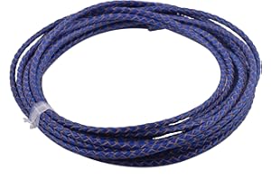 KONMAY 2 Yards 4.0mm Lederband Lederschnur Rund geflochten,Königsblau